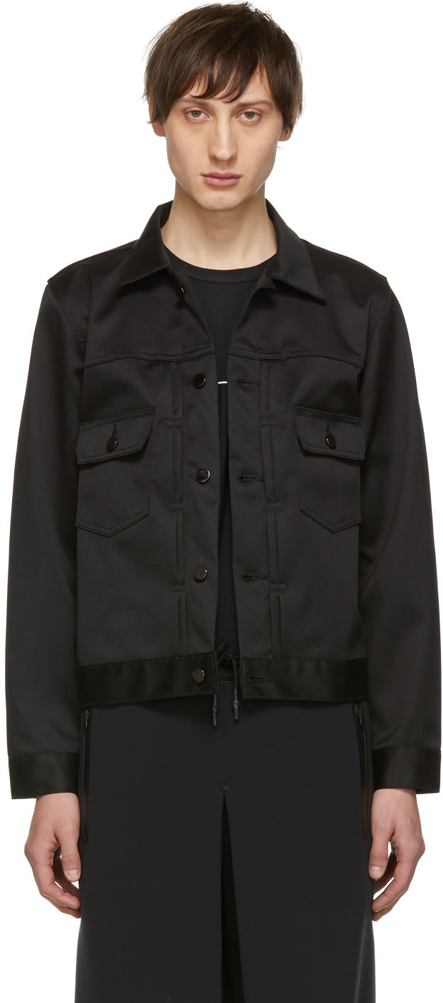 Fumito Ganryu: Black Water-Resistant Pleated Jacket | SSENSE