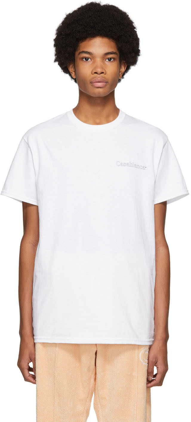 Casablanca: White Logo T-Shirt | SSENSE