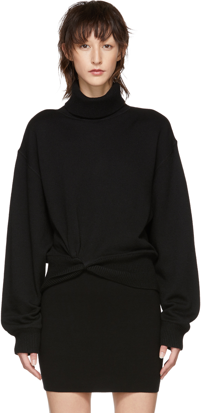 alexanderwang.t: Black Double Layered Twist Turtleneck | SSENSE