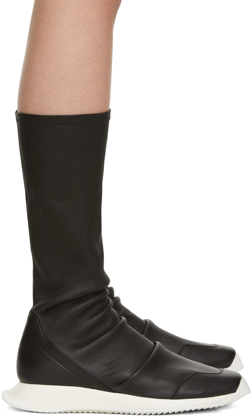 Black Oblique Runner Sock Boots
