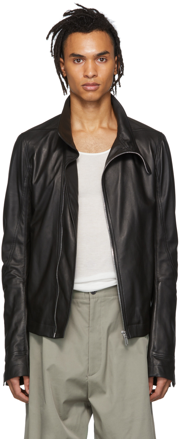 Rick Owens: Black Mollino Biker Jacket | SSENSE Canada