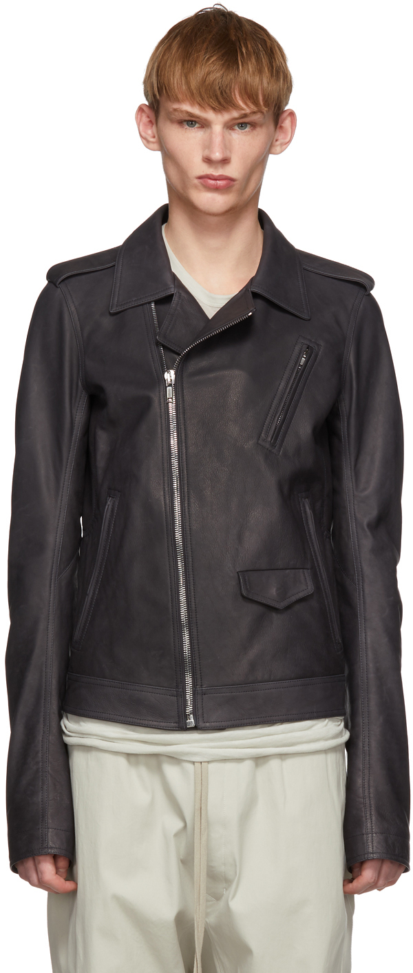 Rick Owens: Blue Leather Stooges Jacket | SSENSE