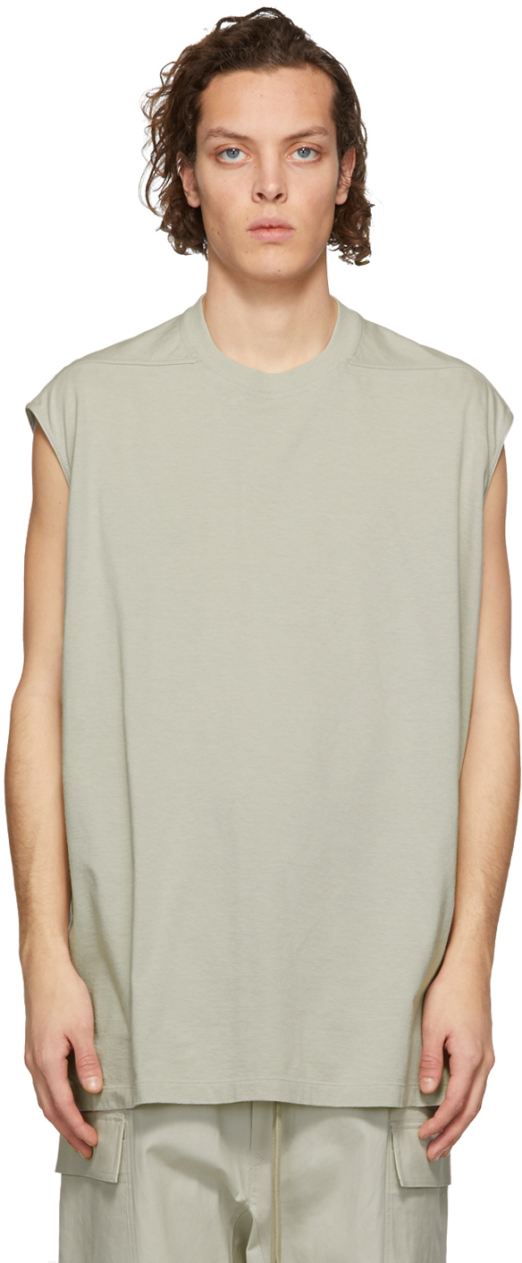 Rick Owens: Grey Tarp Sleeveless T-Shirt | SSENSE