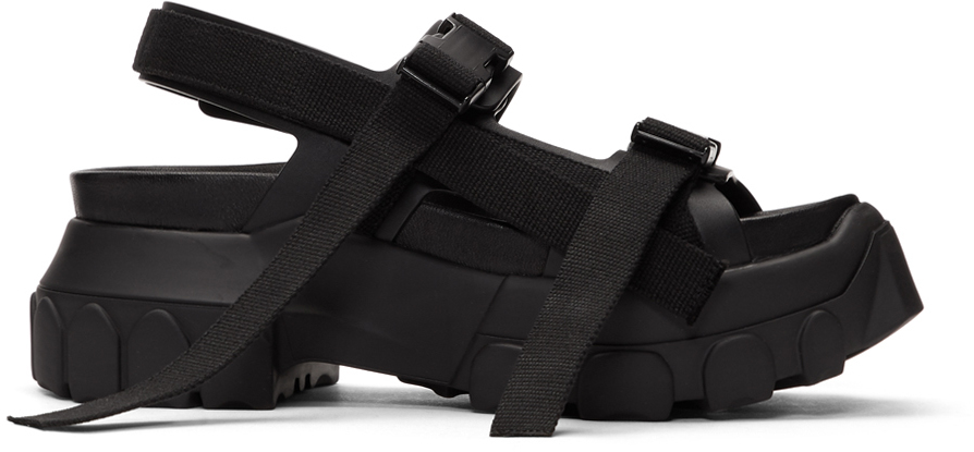 Rick Owens: Black Tractor Sandals | SSENSE