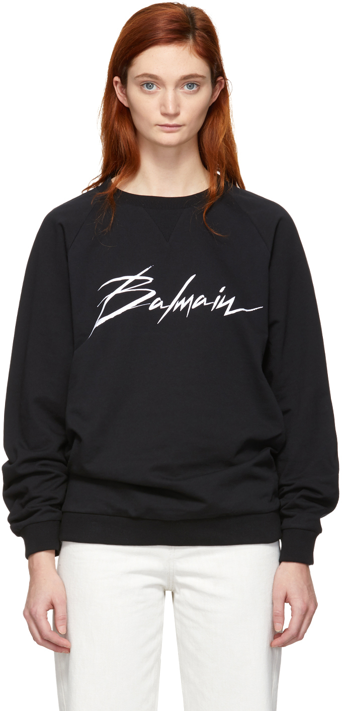 Balmain: Black Signature Logo Sweatshirt | SSENSE