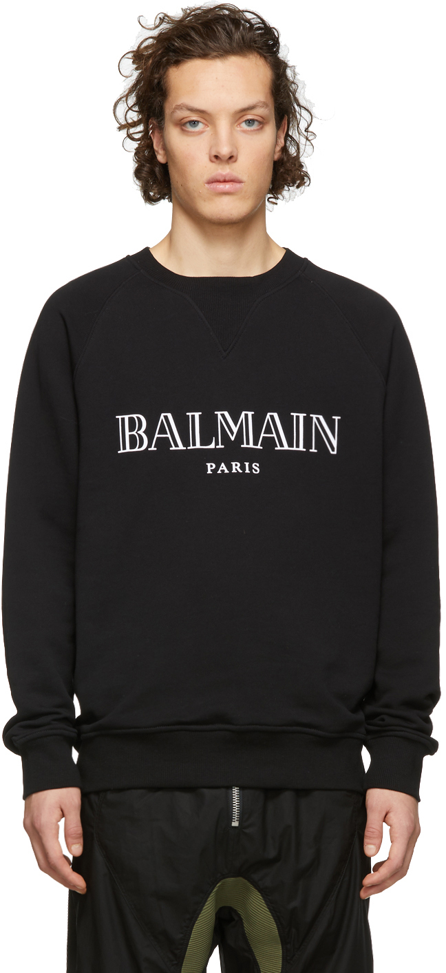 Balmain: Black Logo Sweatshirt | SSENSE UK