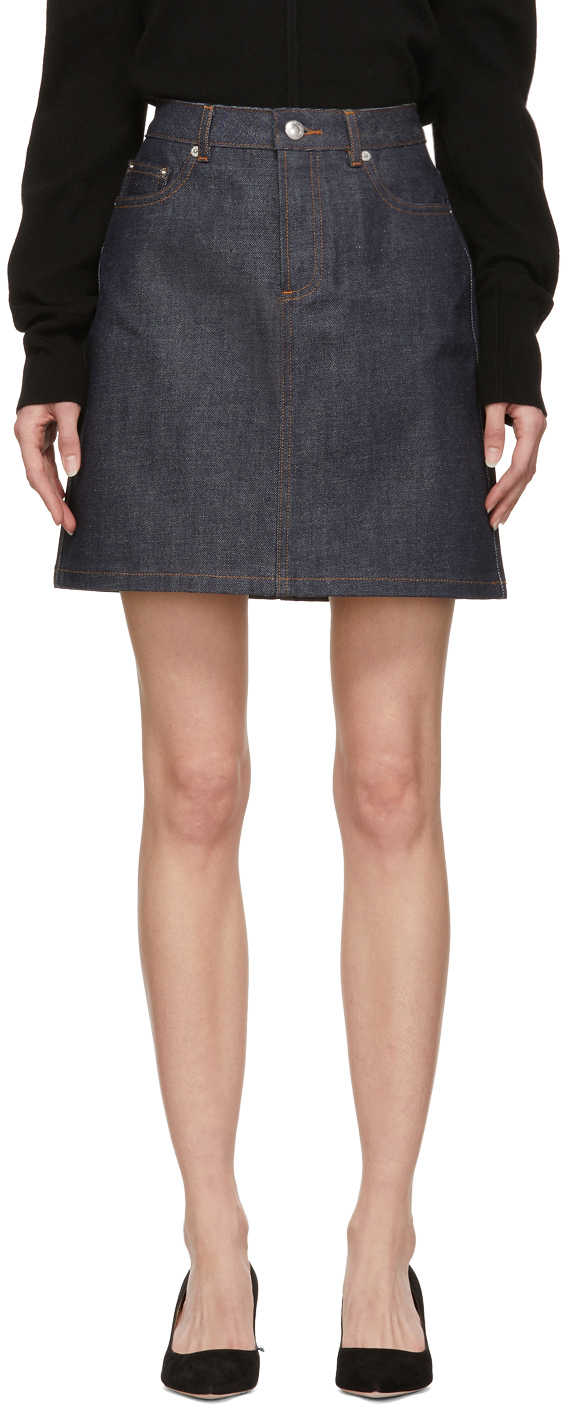 A.P.C.: Indigo Denim Standard Miniskirt | SSENSE