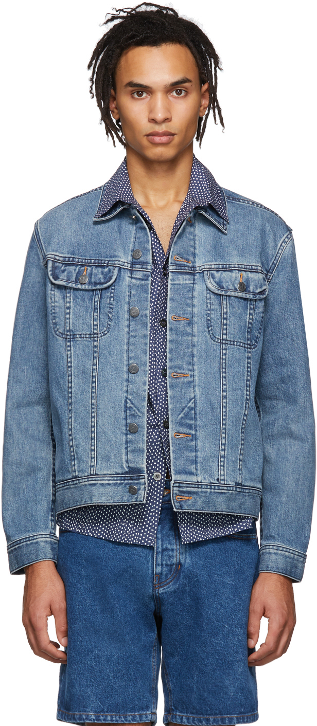 A.P.C.: Indigo Denim US Delave Cadence Jacket | SSENSE UK