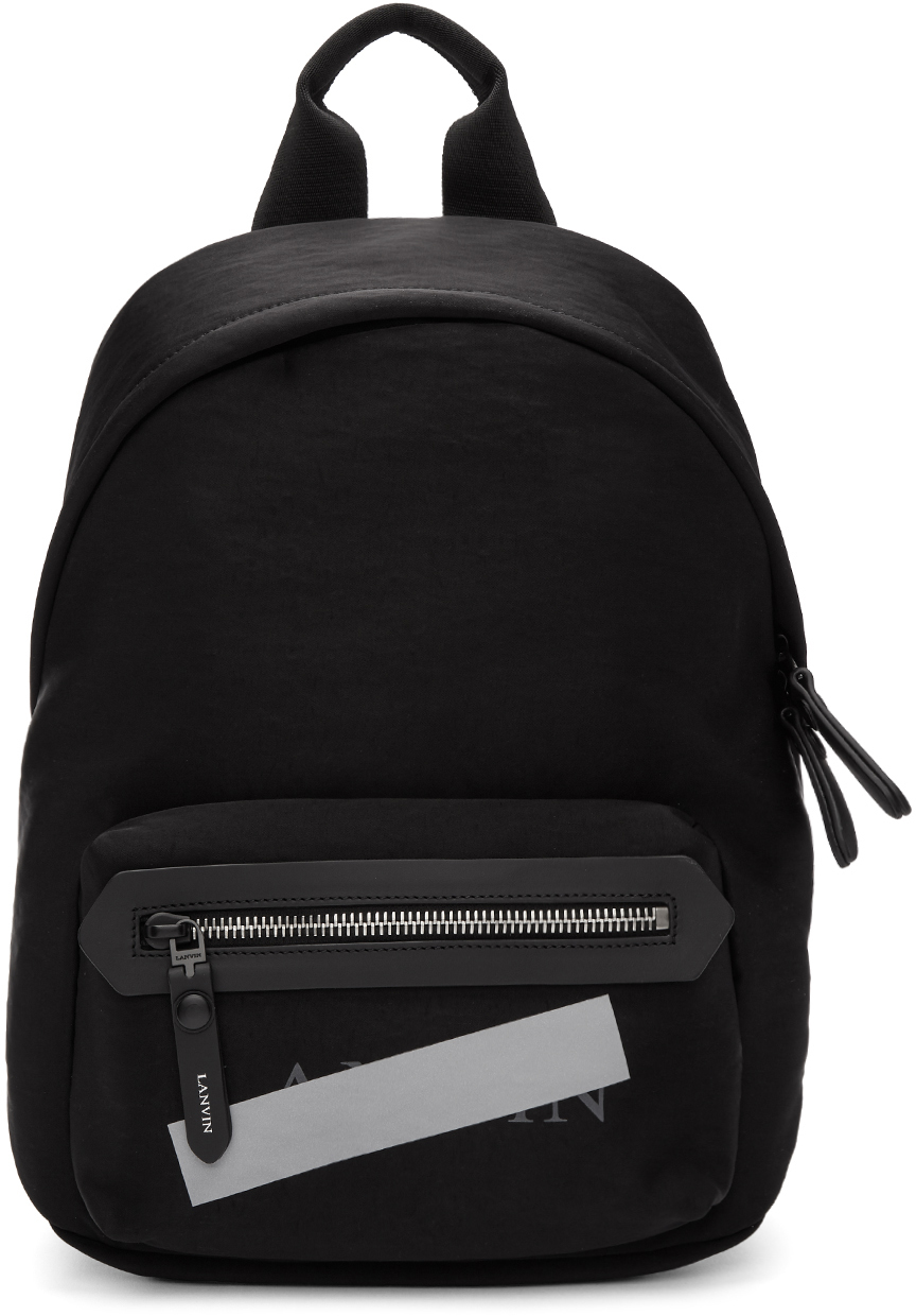 Lanvin: Black Zippered Logo Backpack | SSENSE