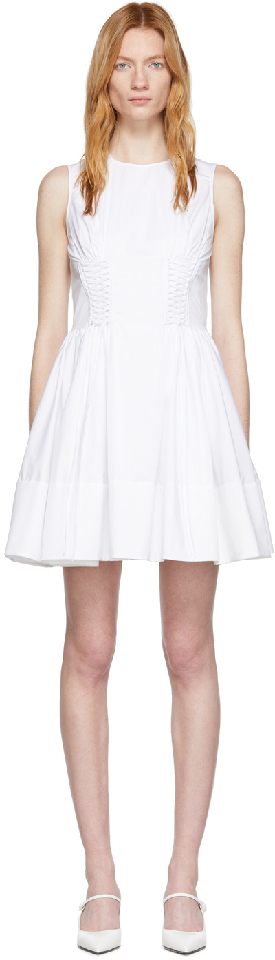 Alexander McQueen: White Sleeveless Popeline Dress | SSENSE Canada