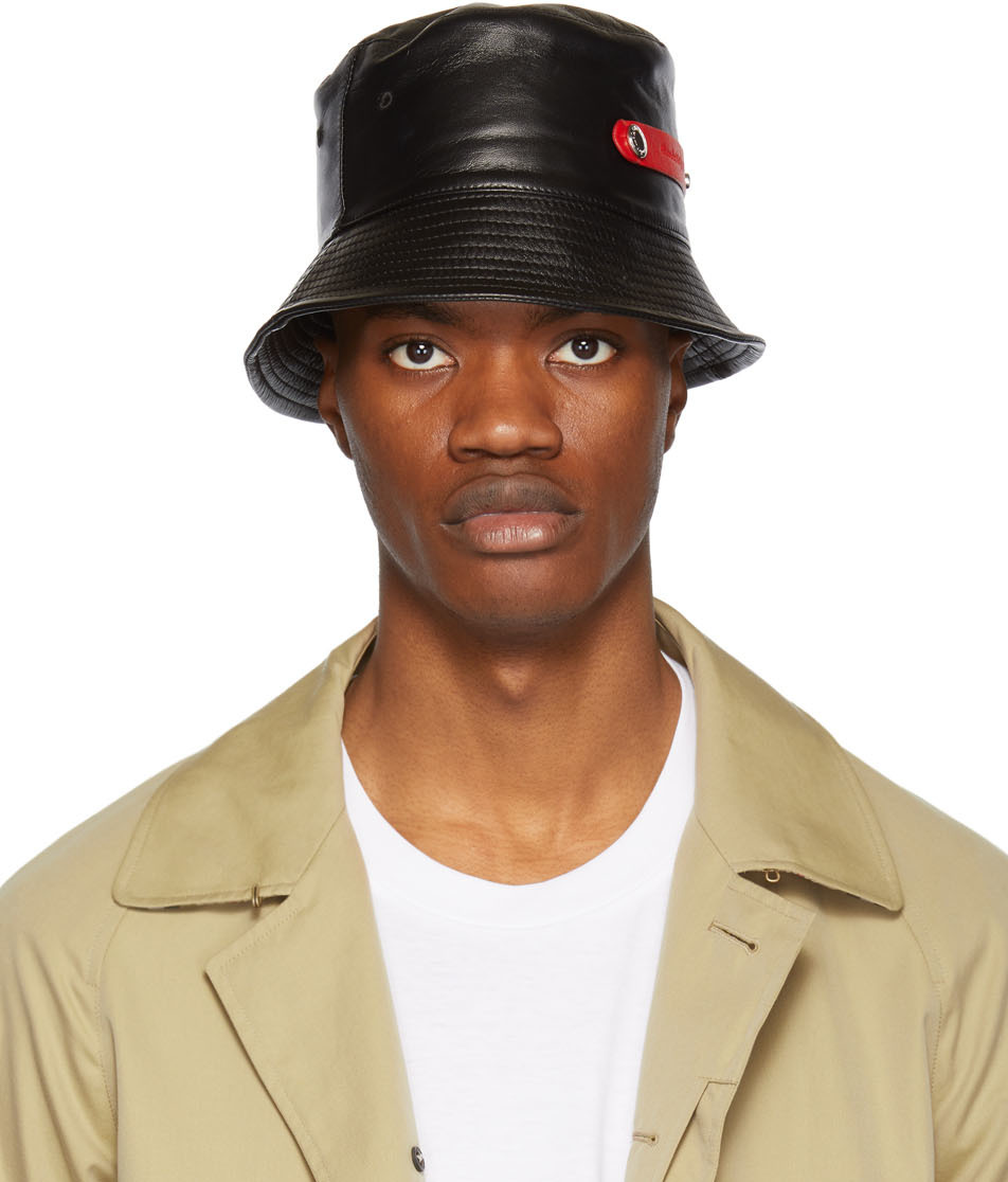Alexander McQueen: Black Lambskin Bucket Hat | SSENSE