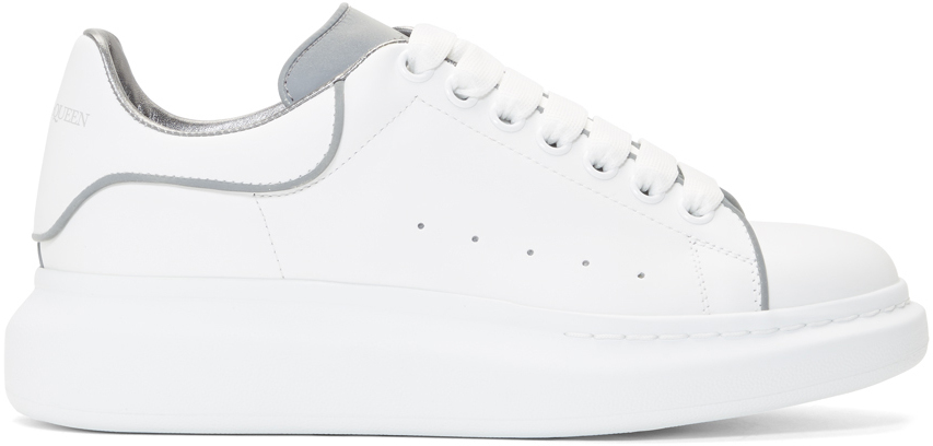 Alexander McQueen: White & Silver Oversized Sneakers | SSENSE