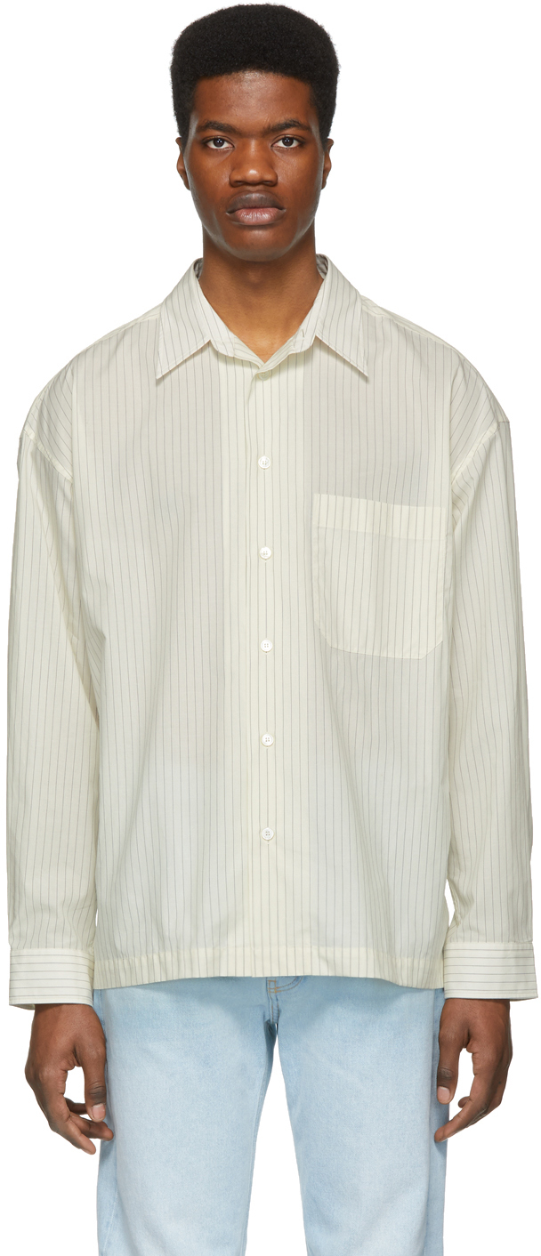 Golden Goose: Off-White Striped Anthony Shirt | SSENSE