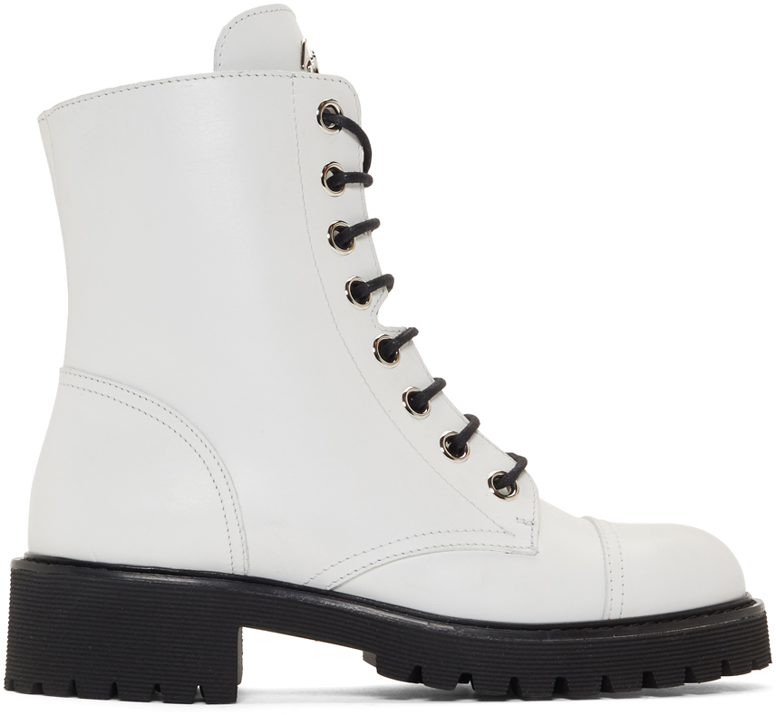 Giuseppe Zanotti: White Birel Combat Boots | SSENSE
