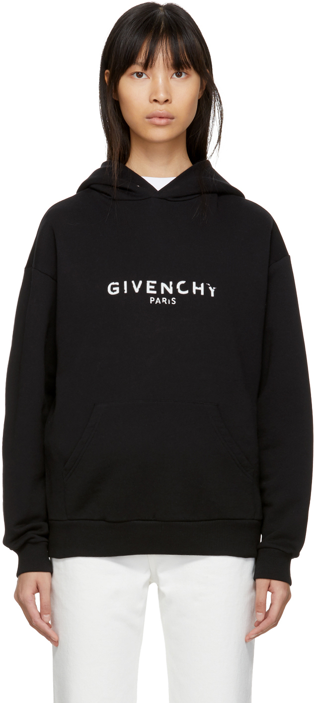 Givenchy: Black Vintage Logo Hoodie | SSENSE