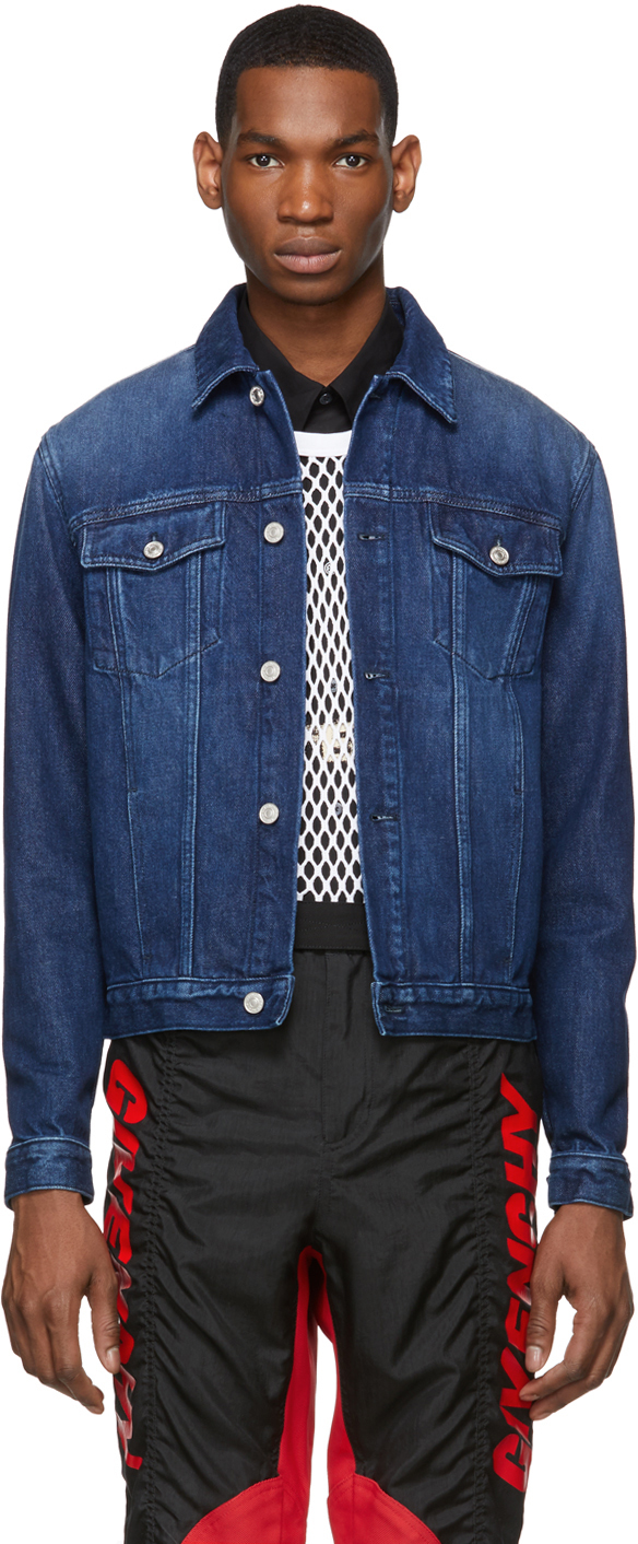 Givenchy: Blue Denim Logo Jacket | SSENSE