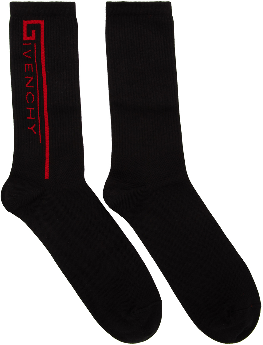 Givenchy: Black & Red Logo Socks | SSENSE
