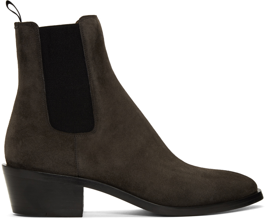 Givenchy: Grey Suede Chelsea Boots | SSENSE