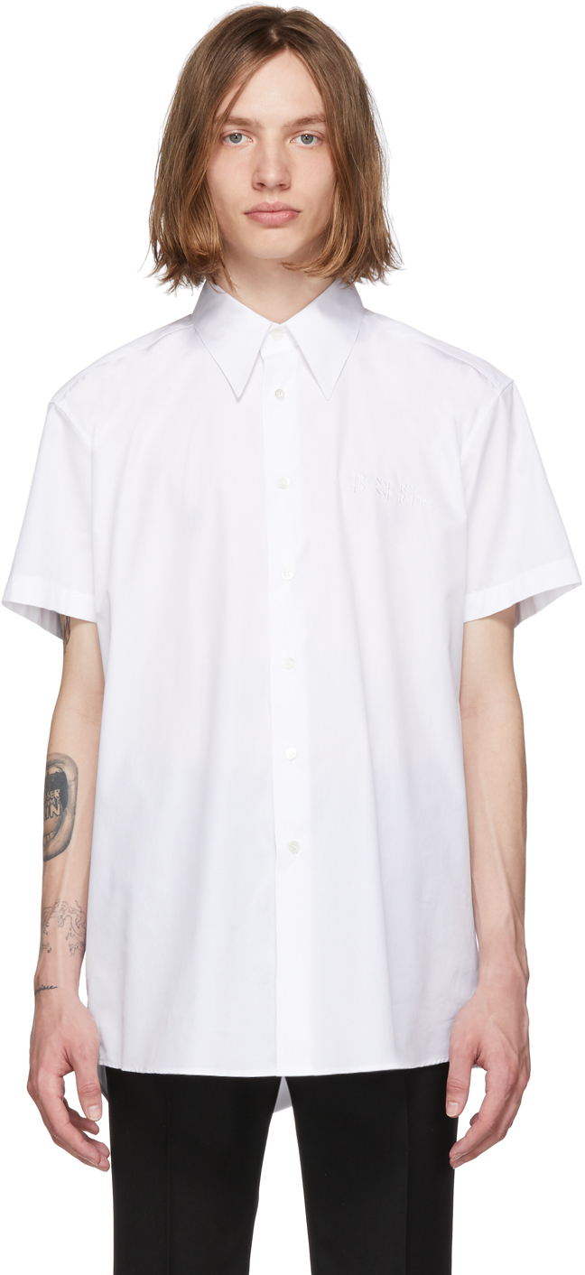 Raf Simons: White Embroidered Shirt | SSENSE