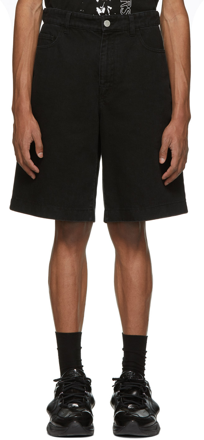 Raf Simons: Black Denim Patch & Tag Shorts | SSENSE