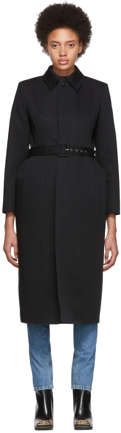 Balenciaga Black Cotton Twill Trench Coat Ssense Canada 6133