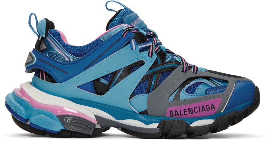 Balenciaga: Blue & Pink Track Sneakers | SSENSE