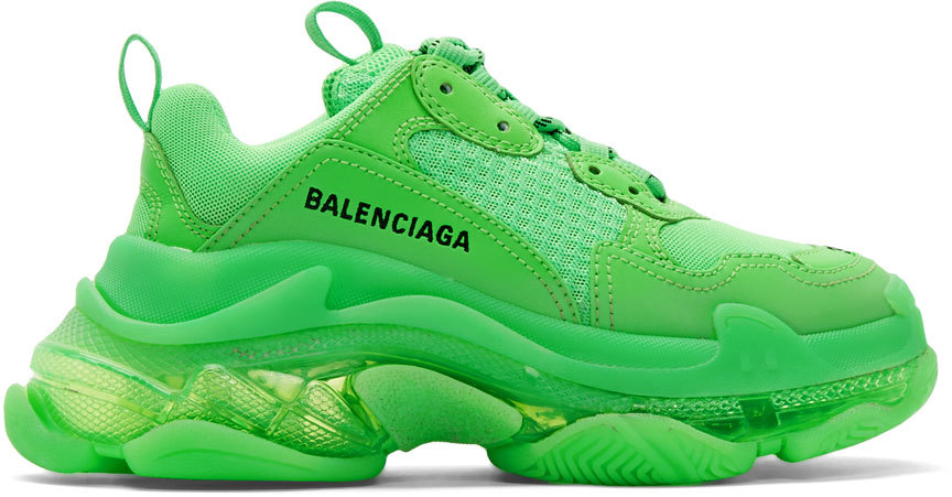 Balenciaga: Green Triple S Sneakers | SSENSE