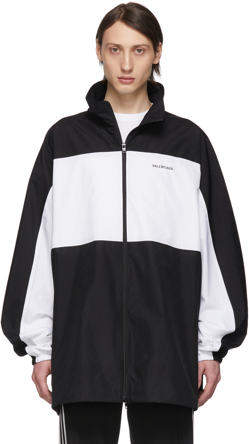 Balenciaga: Black & White Zip-Up Jacket | SSENSE