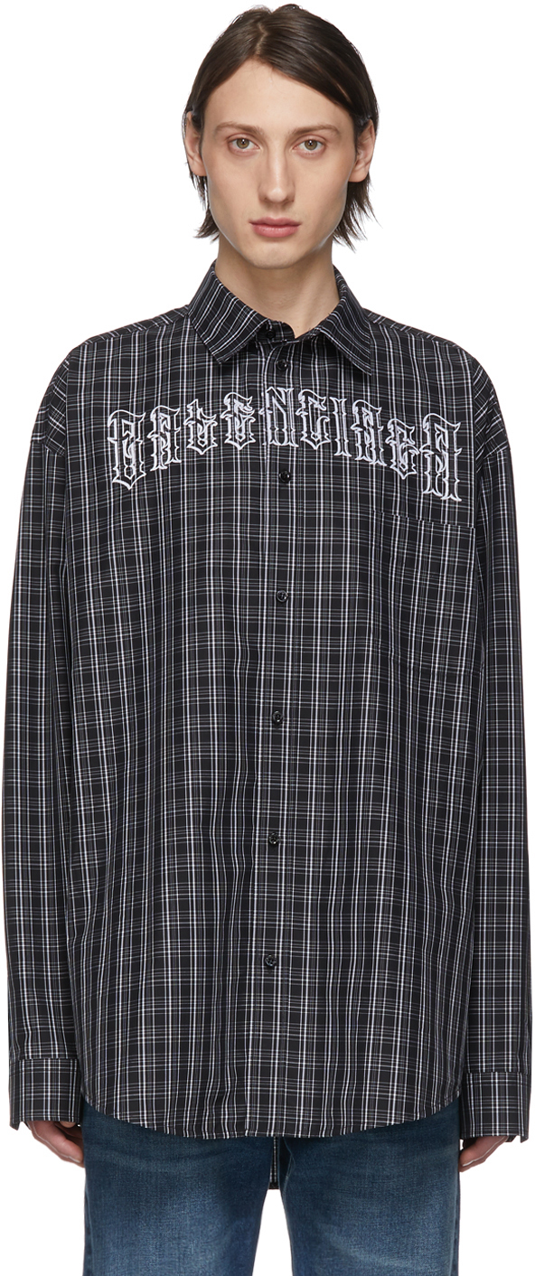 White Check Tattoo Normal Fit Shirt 