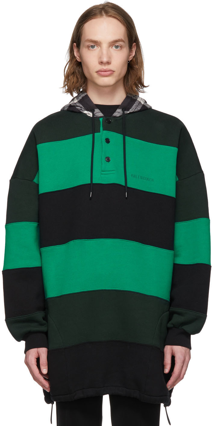 Balenciaga: Green Heavy Layer Hoodie | SSENSE Canada