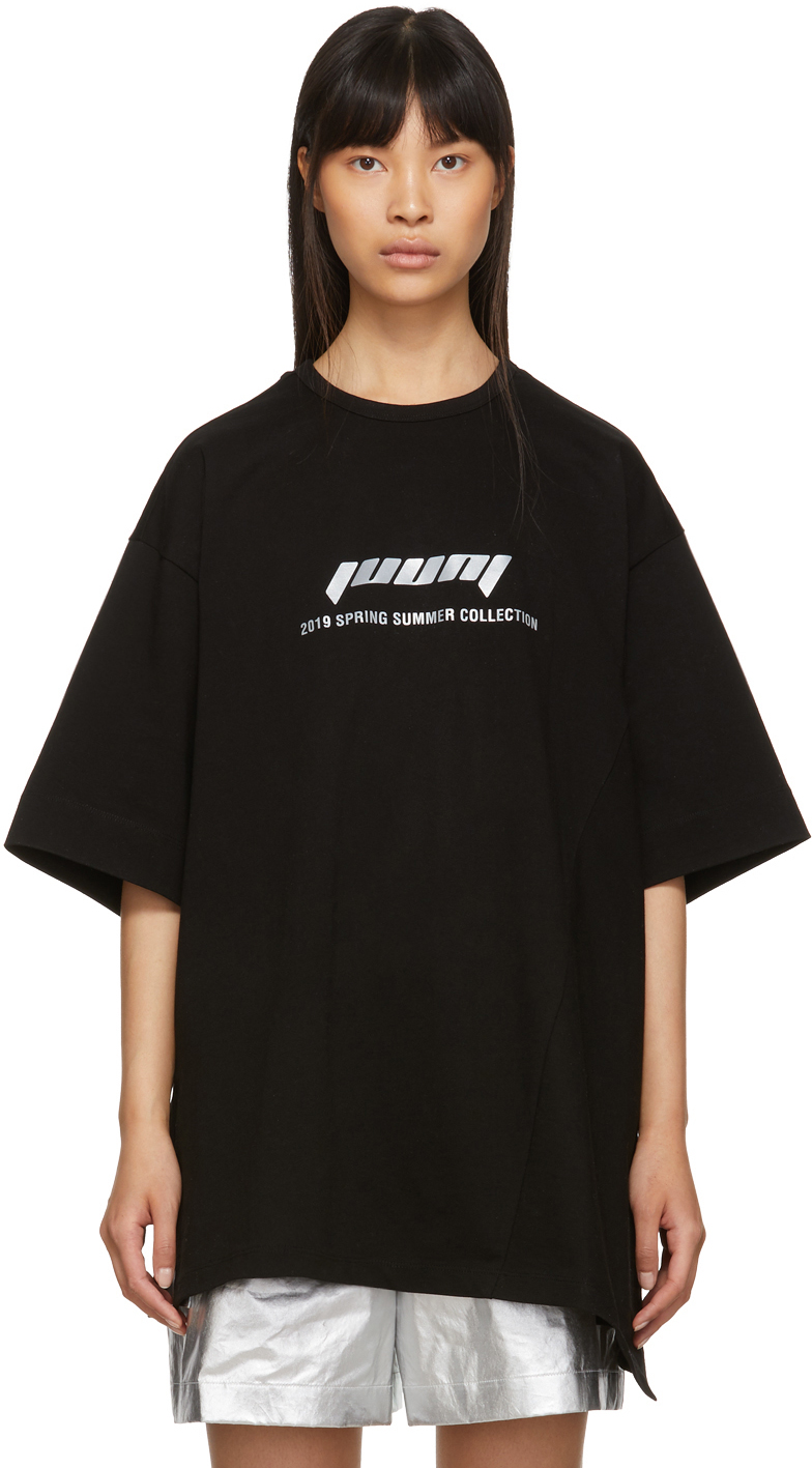 Juun.J: Black Oversized Logo T-Shirt | SSENSE