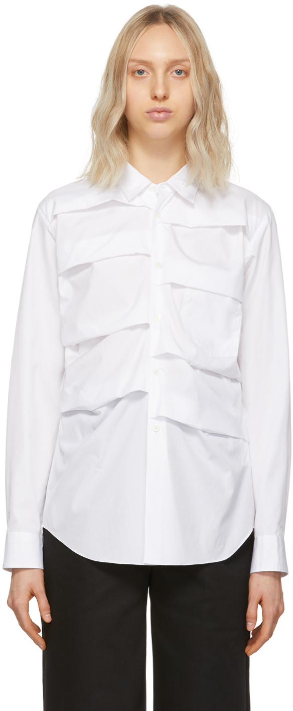 Comme des Garçons Homme Plus: White Box Pleat Shirt | SSENSE