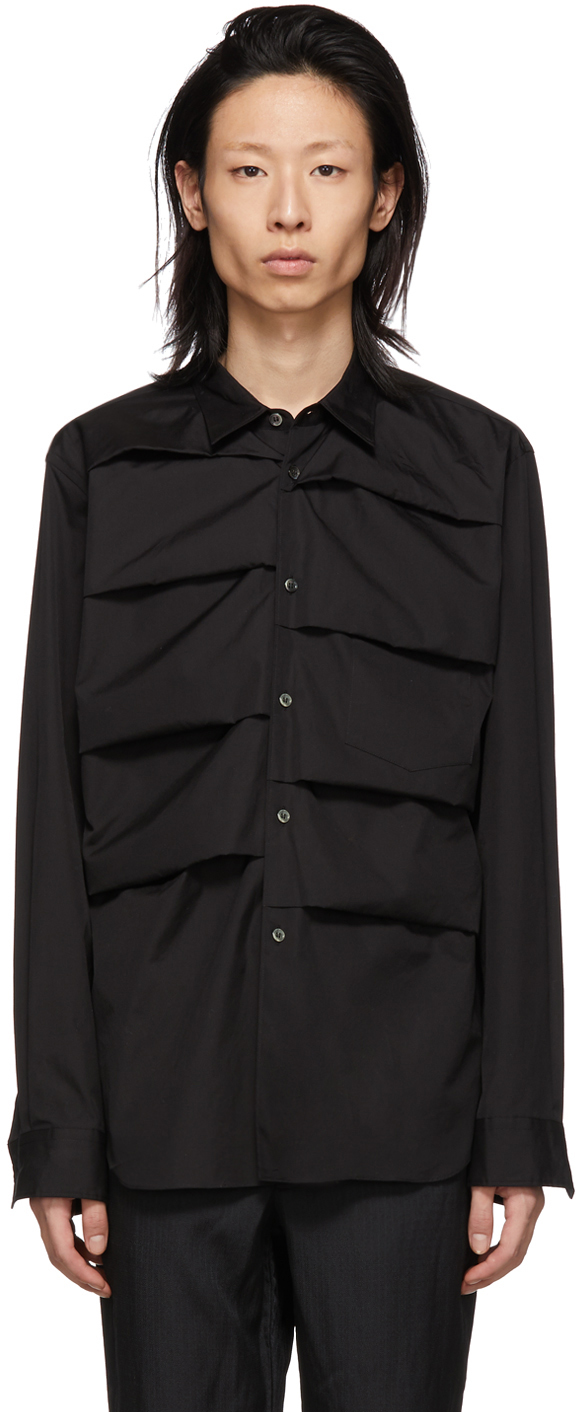 Comme des Garçons Homme Plus: Black Cotton Layered Shirt | SSENSE Canada