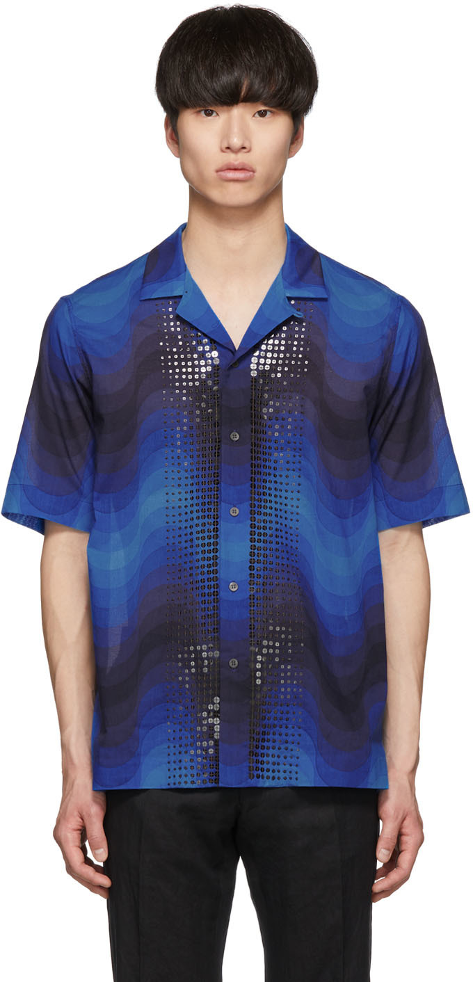 Dries Van Noten: Blue Verner Panton Edition Sequin Carlton Shirt