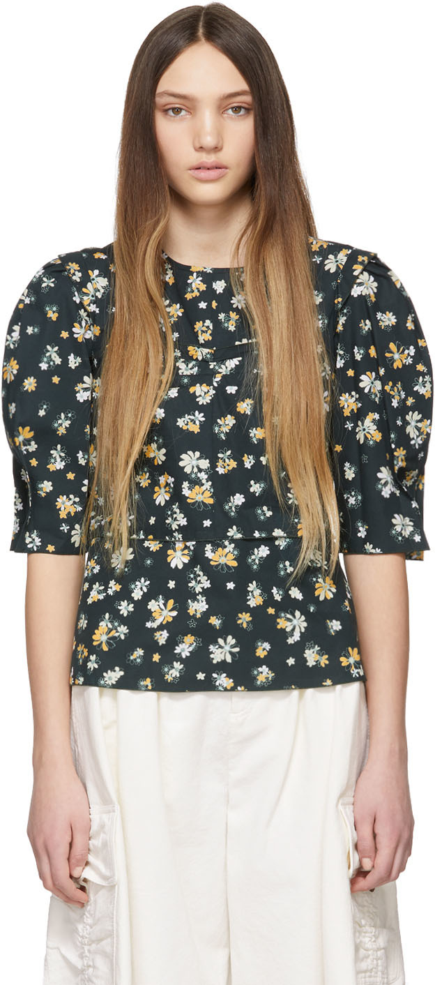 See by Chloé: Green Flower Blouse | SSENSE