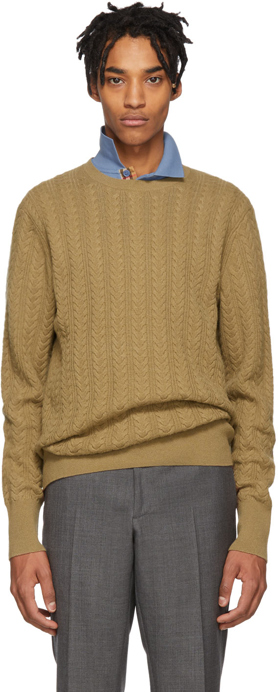Burberry: Beige Cashmere Harwood Sweater | SSENSE