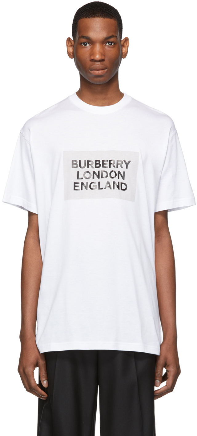 Burberry: White 'London England' T-Shirt | SSENSE