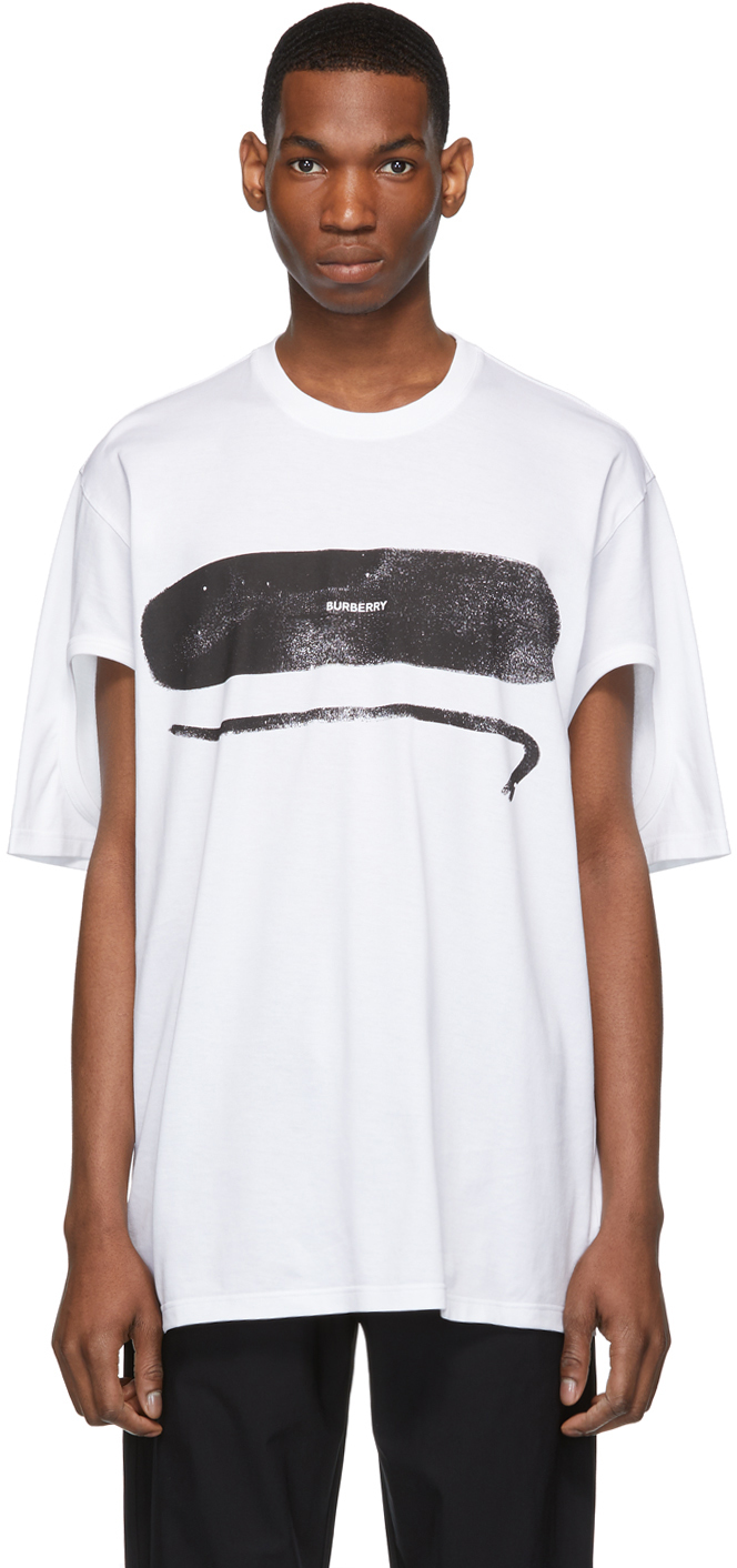 Burberry: White Skateboard T-Shirt | SSENSE