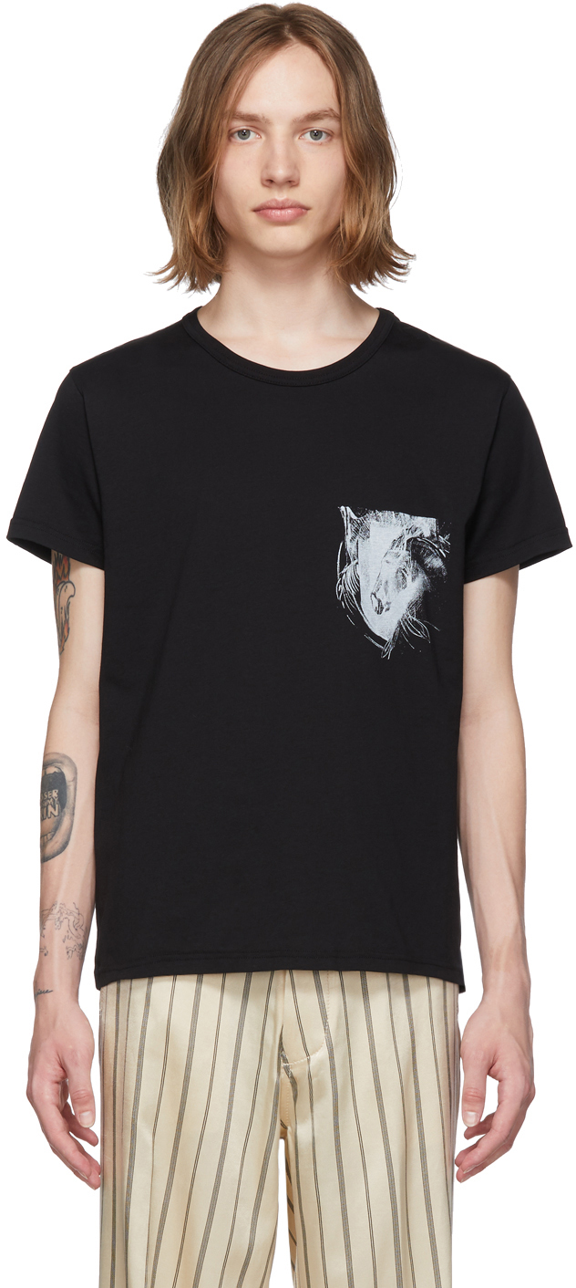 Ann Demeulemeester: Black Horse T-Shirt | SSENSE