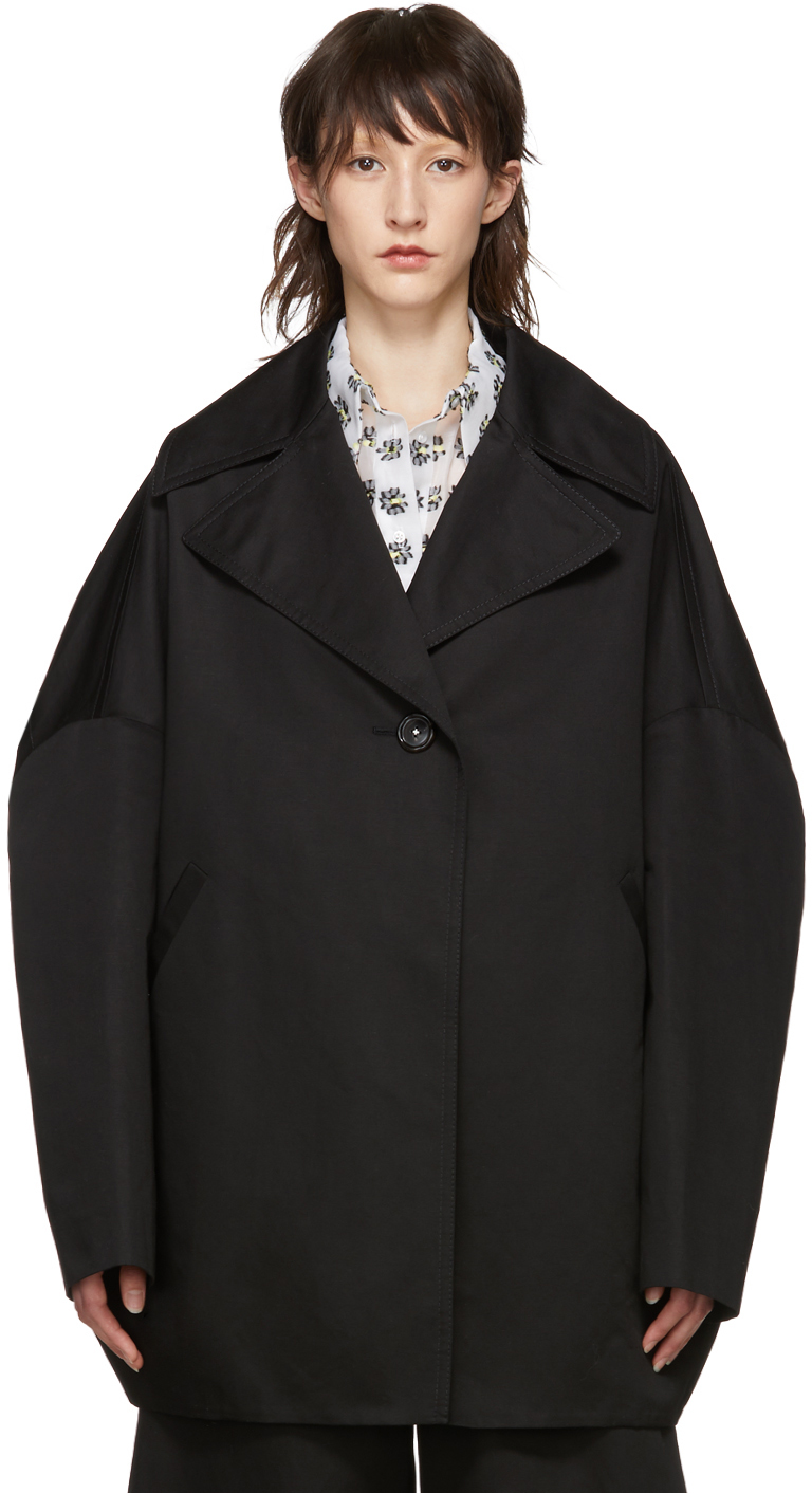 Marni: Black Oversized Caban Coat | SSENSE Canada