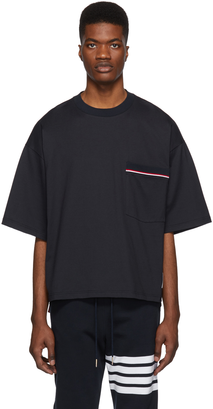 Thom Browne: Navy Oversized Pocket T-Shirt | SSENSE