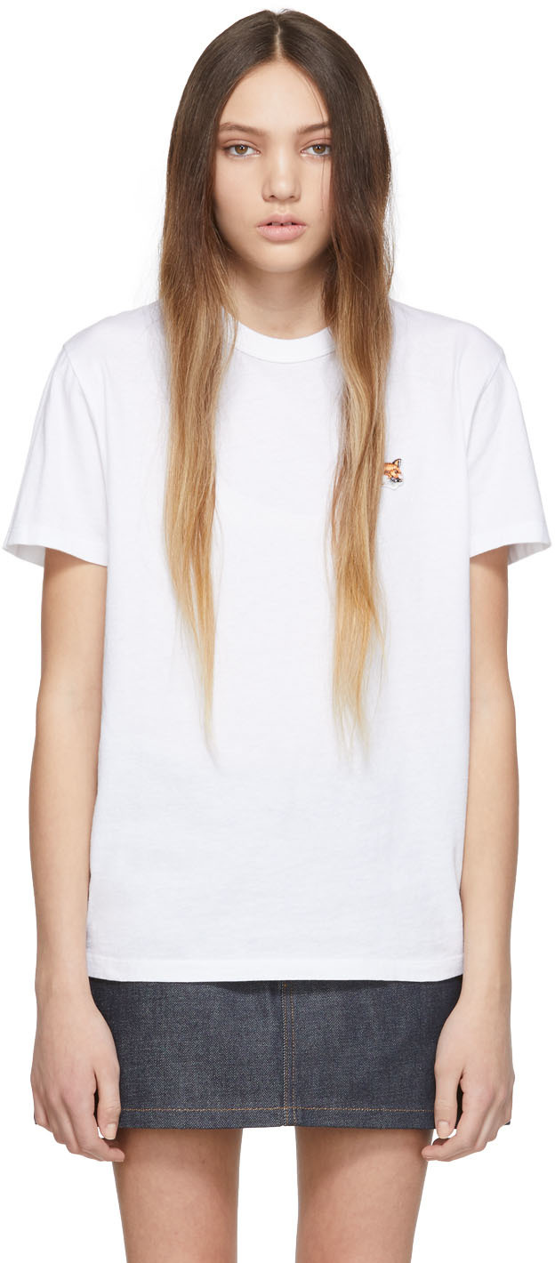 Maison Kitsuné: White Fox Head Patch T-Shirt | SSENSE