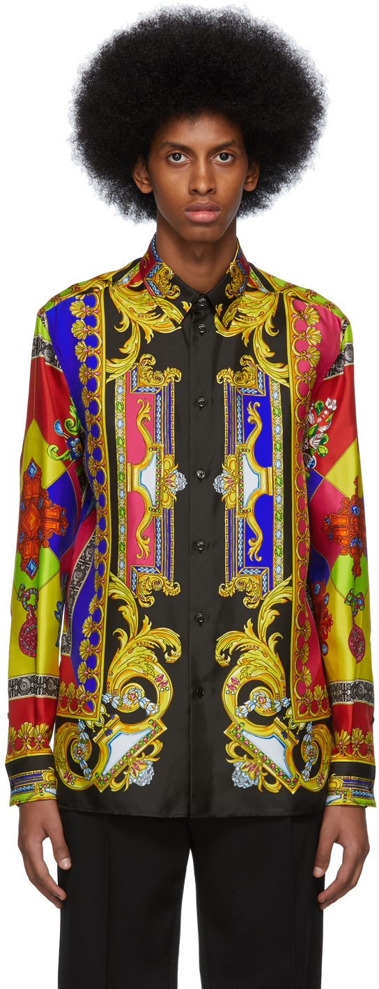 Versace: Multicolor Silk Chain Jewelry Shirt | SSENSE