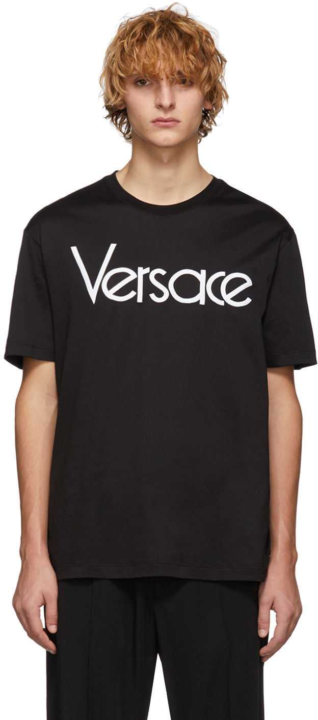 Versace: Black Vintage Logo T-Shirt | SSENSE