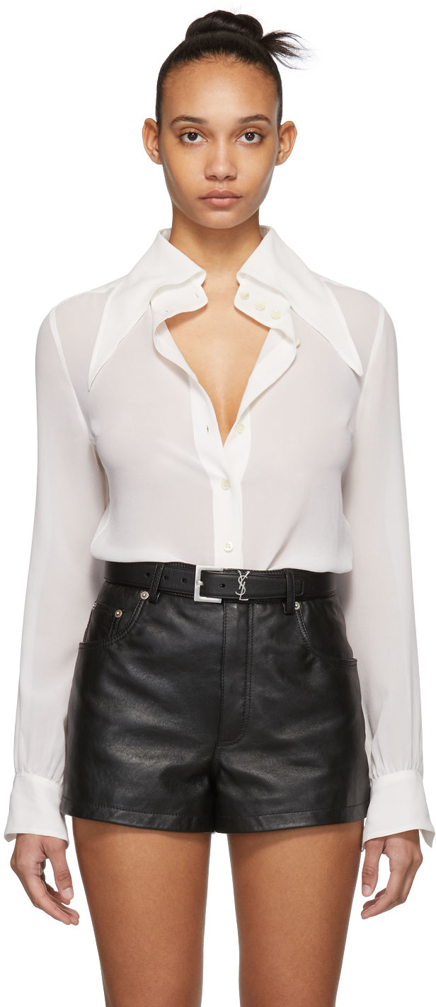Saint Laurent: White Silk Georgette Shirt | SSENSE