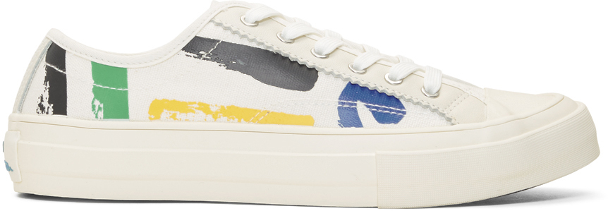 PS by Paul Smith: White Painted Sports Stripes Fennec Sneakers | SSENSE