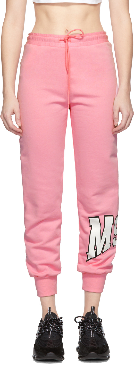 MSGM: Pink Palm Tree Logo Lounge Pants | SSENSE