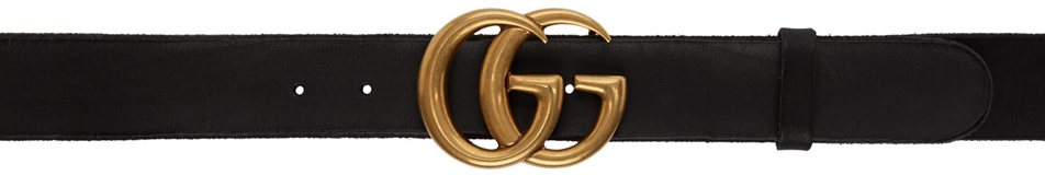 Gucci: Black Toscano Leather GG Belt 