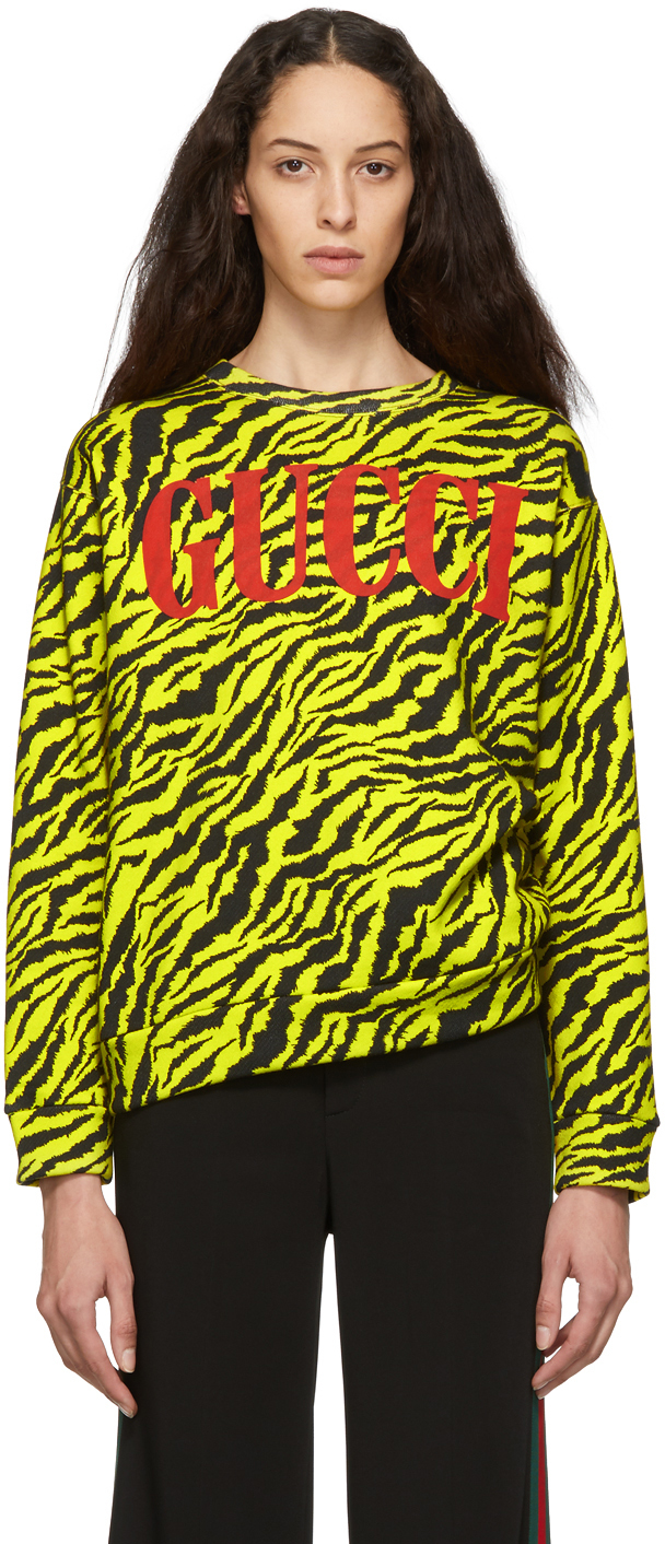Gucci: Black & Yellow Oversize Zebra Sweatshirt | SSENSE Canada