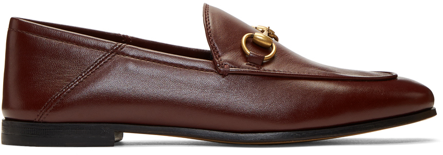 Gucci: Burgundy Horsebit Loafers | SSENSE
